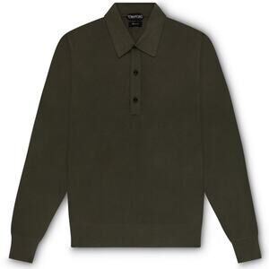 TOM FORD Men's Viscose Rayon Long Sleeve Polo Green NEW Size 50 Lightweight
